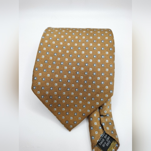 Stonehenge Silk Necktie Gold/Brown Geometric Pattern Men's Tie - Picture 2 of 11